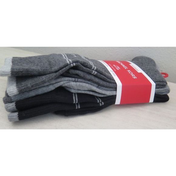 Michael Kors Performance 3 Pair Men's 7-12 Charcoal/Gray/Black Casual Crew Socks - Picture 3 of 7